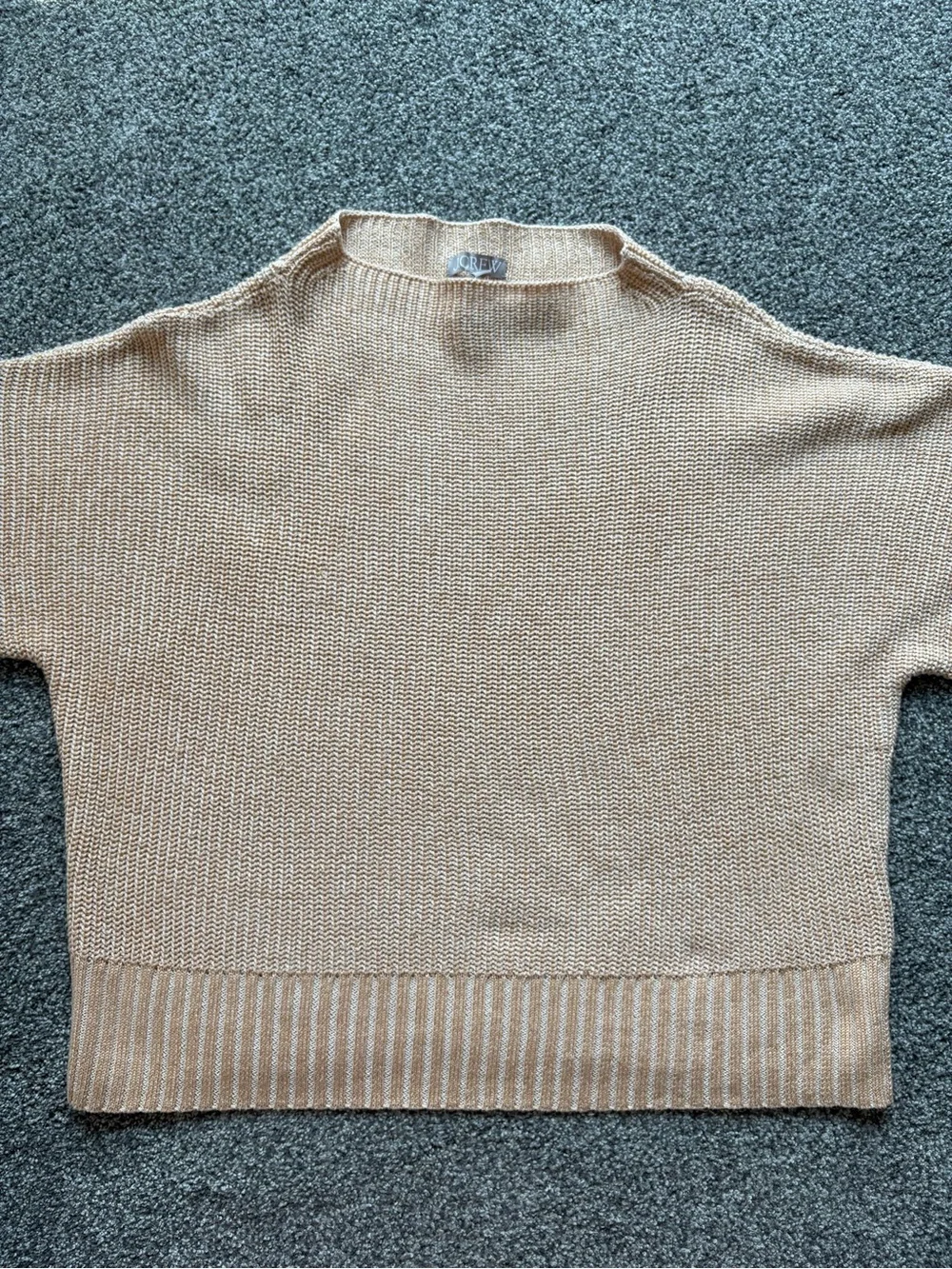 NWT J. Crew Ribbed Funnelneck Sweater in Linen-Cotton Blend Summer 2025 Size XL